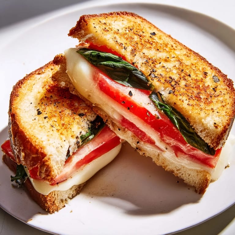 Fresh tomato and basil beautifully layered in this Tomato Basil Grilled Cheese, with perfectly toasted bread.