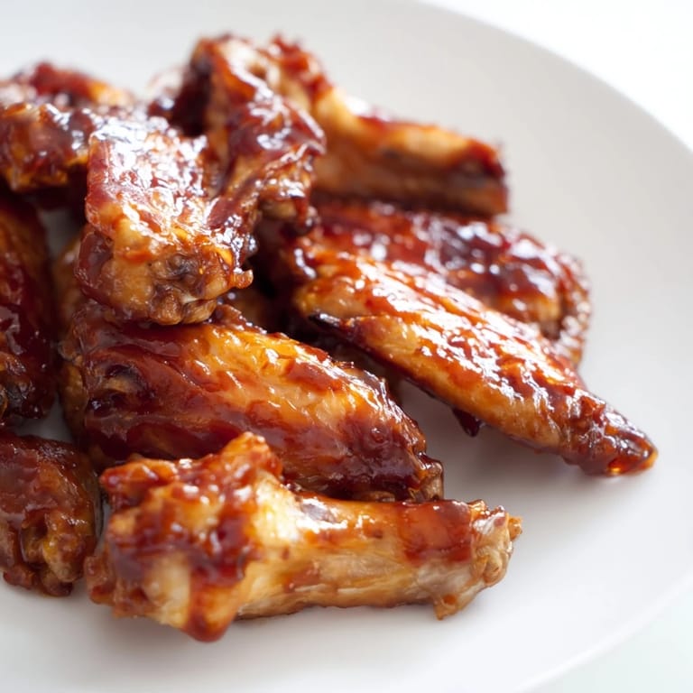 A plate of delicious baked sticky honey BBQ wings ready to serve, a crowd-pleasing American classic.