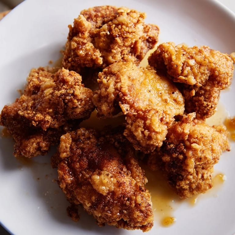 Juicy chicken thighs fried to a perfect crunch, drizzled with sweet and spicy hot honey butter for a Southern-inspired meal.