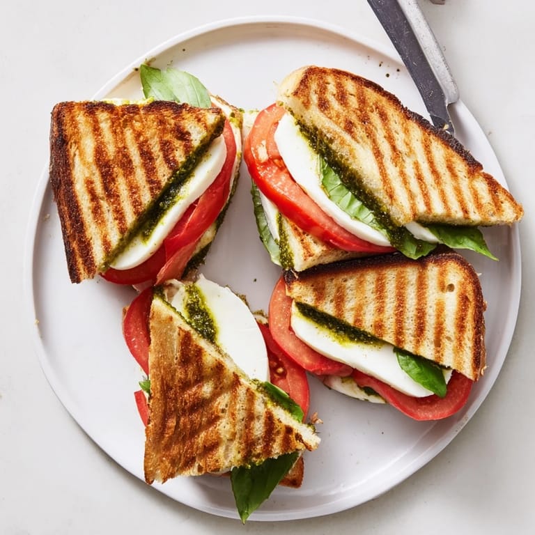 A colorful Mediterranean Veggie Panini Press with grilled eggplant, zucchini, roasted red peppers, and crumbled feta cheese on rustic bread.