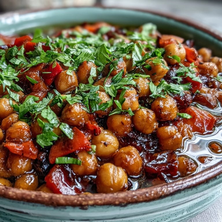 Hearty vegan spicy chickpea stew with steam rising, ready to enjoy over rice or bread.