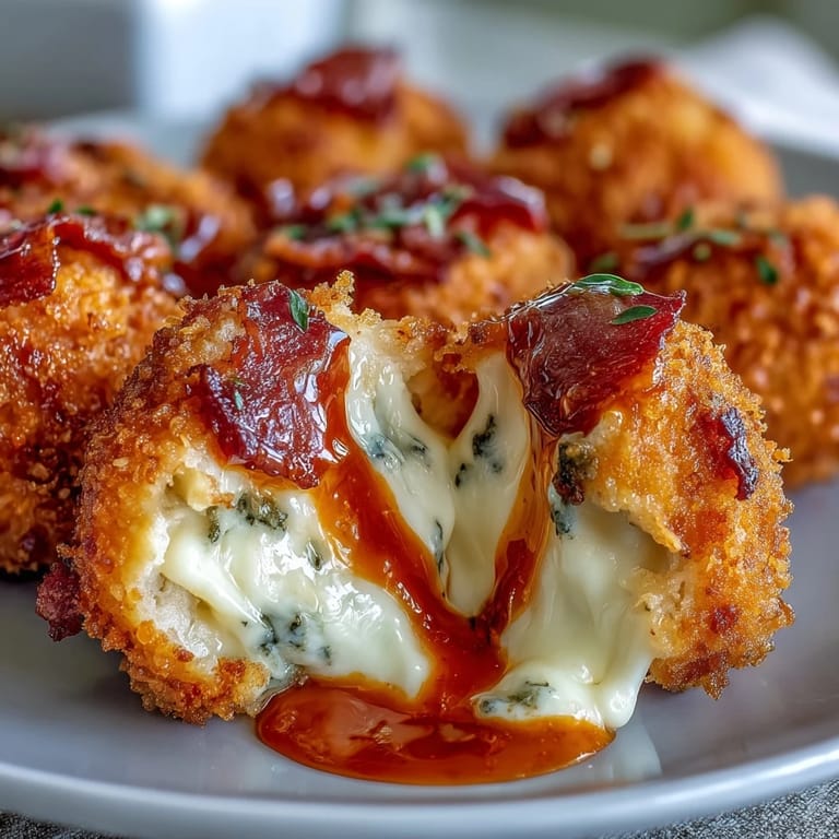 Sizzling Buffalo Chicken Bacon Mozzarella Bombs served with ranch dip and celery sticks for dipping.