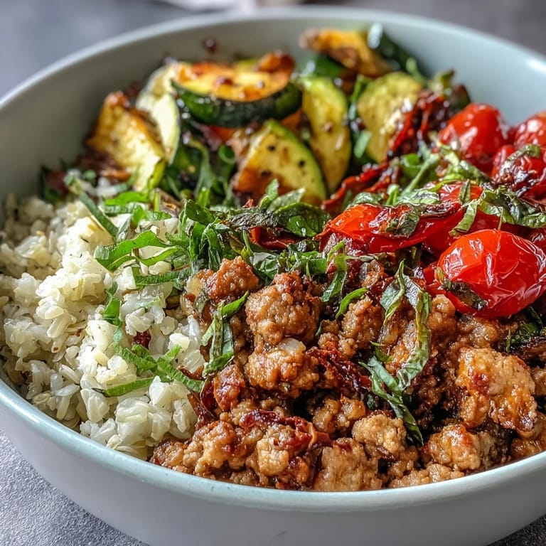 Fresh cilantro, creamy avocado, and a lime wedge garnish the wholesome ground turkey bowl, ready to enjoy.