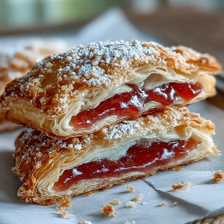 Handheld Guava Cheese Pastries on a rustic plate, offering a balance of sweet guava and savory cheese, perfect for snack platters.