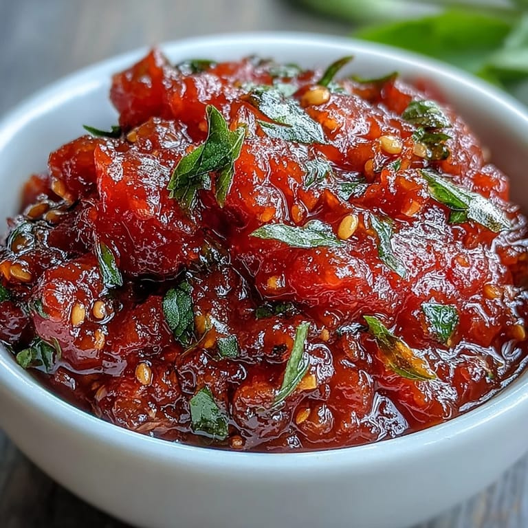 Spicy-sweet Guava Chutney blended with coconut, ginger, and green chilies, garnished with fresh cilantro and ready to spoon over crispy South Indian vada.