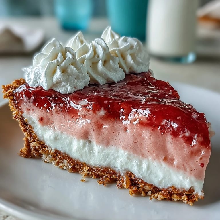 Freshly baked Guava Cloud Pie served on a dessert plate, featuring a luscious guava filling and a pillowy cloud of whipped cream.