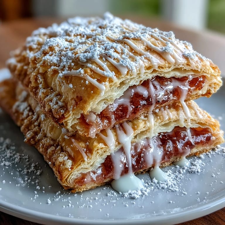 Crisp, buttery pop tarts stuffed with tangy guava jam and smooth cream cheese, served with shiny pink icing.