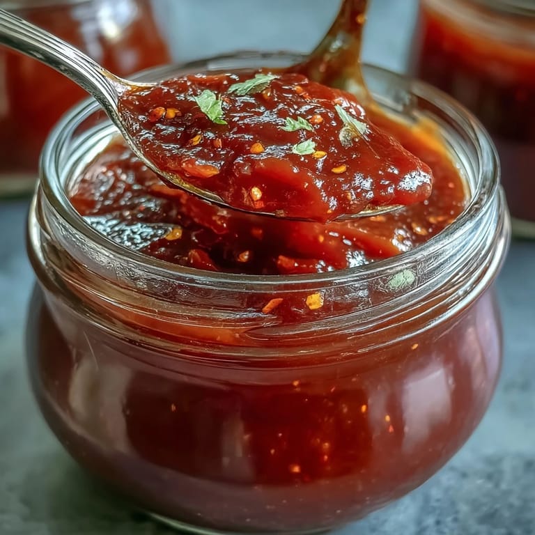 Homemade guava BBQ sauce with a rich, tangy aroma, drizzled over grilled chicken skewers for a Caribbean-inspired cookout.  