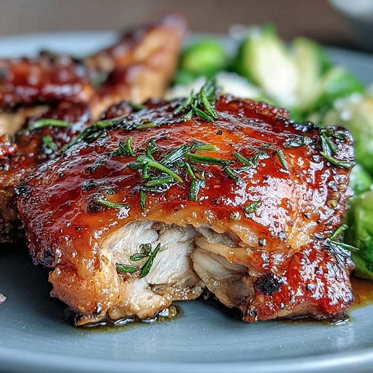 Crispy-skinned honey mustard chicken with tender Brussels sprouts, all baked together for a simple, flavorful one-pan dinner.