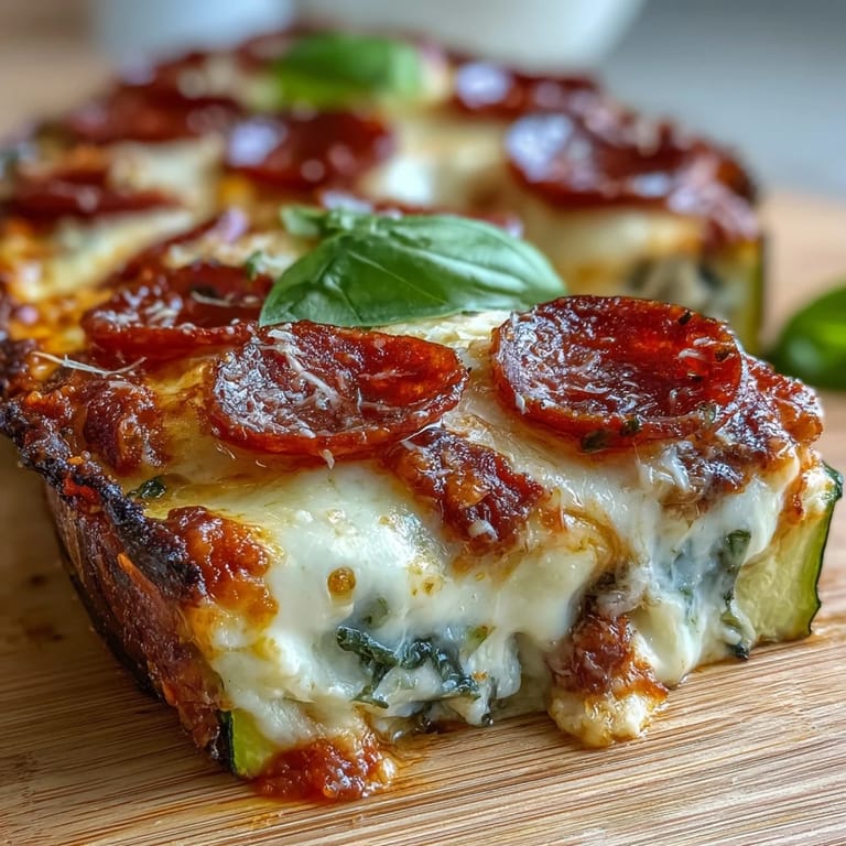 Zucchini Pizza Boats loaded with sugar-free tomato sauce, gooey mozzarella, and crispy pepperoni, baked to golden perfection for a satisfying keto-friendly meal.