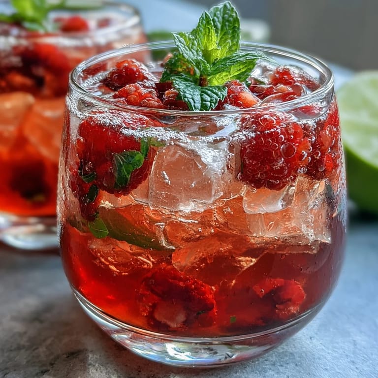 Refreshing Raspberry Lime Spritz mocktail with juicy raspberries, lime wedges, and effervescent bubbles, perfect for Galentine's Day celebrations.