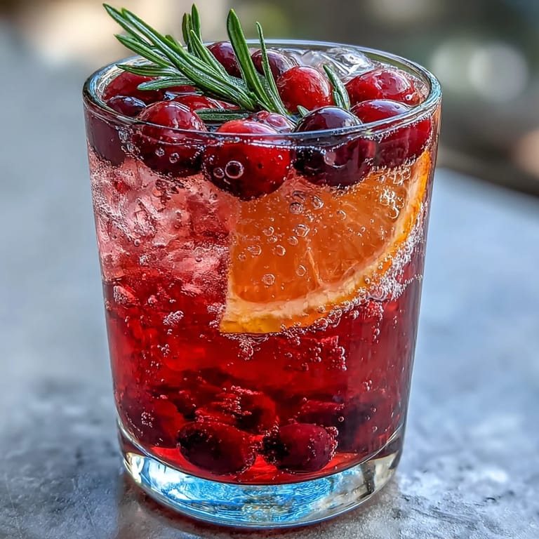 Bright cranberry-orange mocktail garnished with citrus slices and rosemary, perfect for refreshing celebrations.