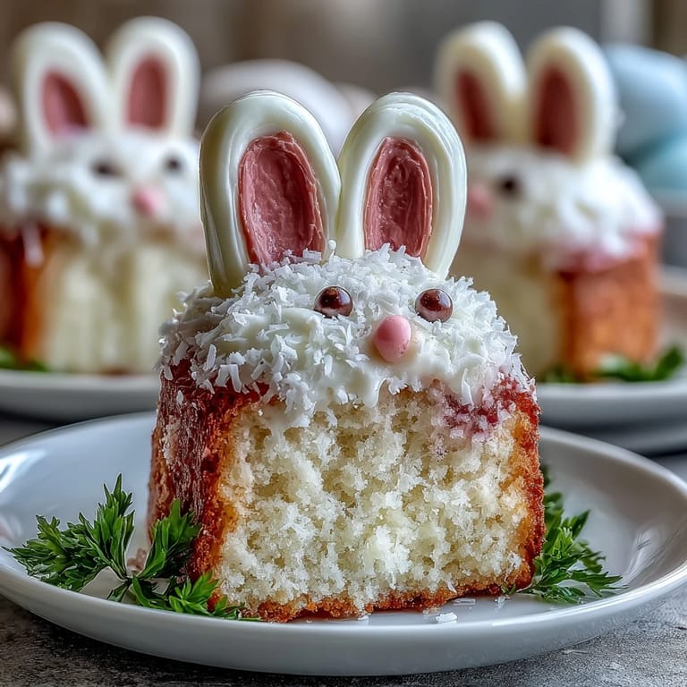 Delightful Easter bunny cakes with fluffy vanilla sponge, colorful buttercream frosting, and playful candy decorations perfect for kids' holiday parties.