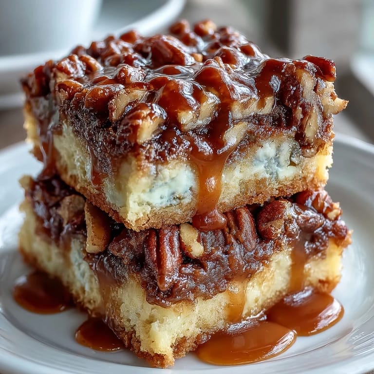 Southern pecan pie bars with rich brown sugar crust, bourbon-vanilla filling, and golden toasted pecan topping.