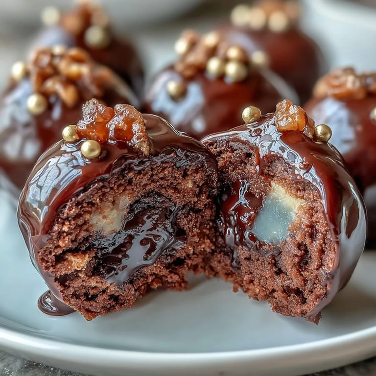 Delicious Pot of Gold Cake Pops featuring rich chocolate cake dipped in glossy black coating and shimmering gold candy "coins" on top.