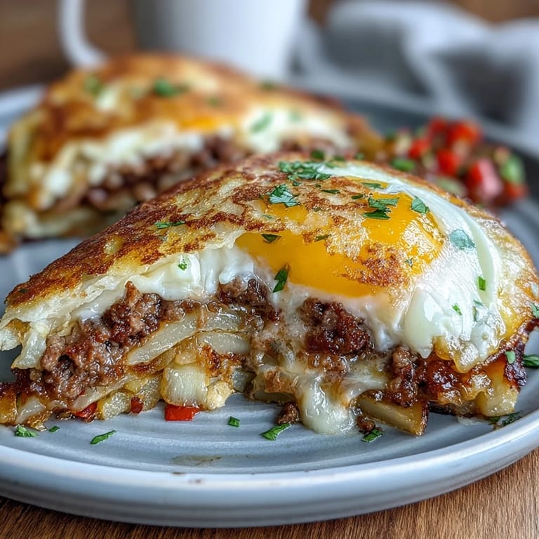 Hearty breakfast casserole with sausage, potatoes, peppers, and cheddar, baked until bubbly and golden for a satisfying morning meal.