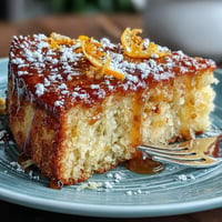 Moist viral whole orange cake with bright citrus aroma and golden crust, dusted with powdered sugar for a vibrant dessert.