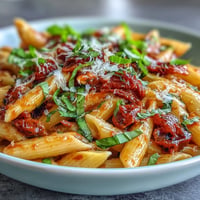 One-pot creamy tomato basil pasta, rich with fresh basil and melted Parmesan.